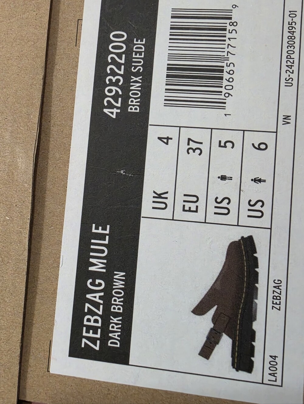 Dr. Martens Zebzag Slingback Platform Mule / Dark Brown / W6 - Picture 7 of 7